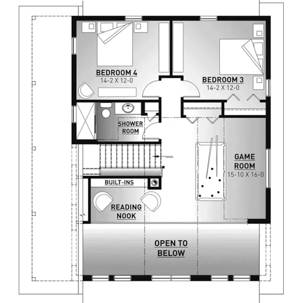 Craftsman House Plan Second Floor - Estero Point Vacation Home 032D-1106 - Shop House Plans and More