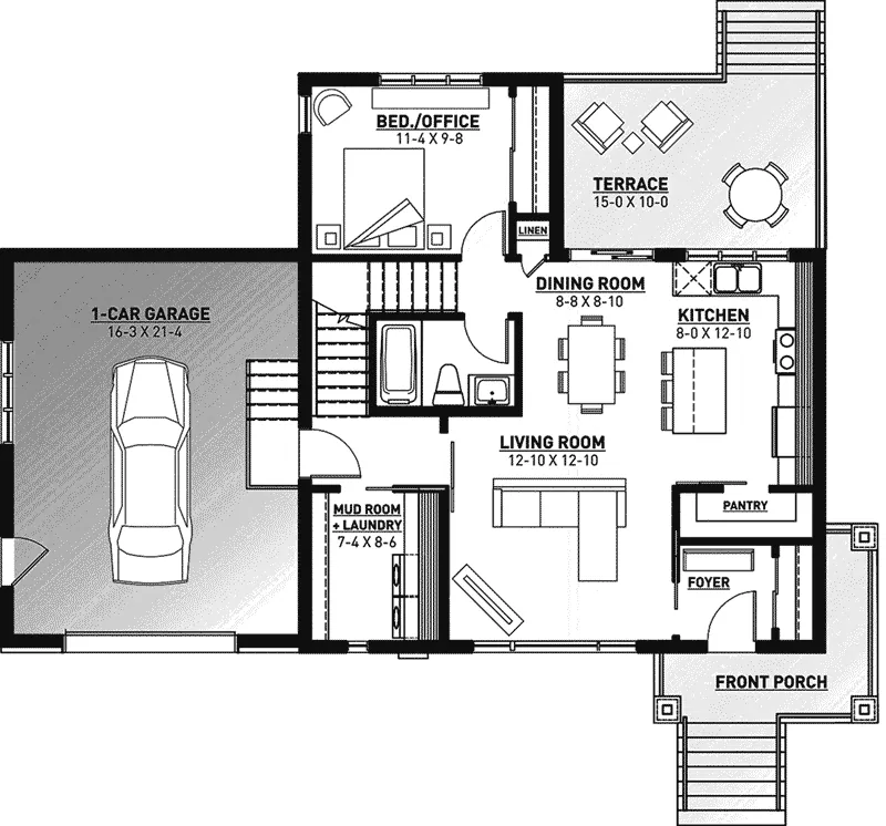 Rustic House Plan First Floor - Joshua Modern Home 032D-1108 - Search House Plans and More