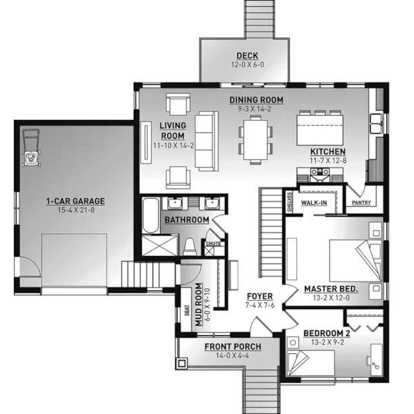 Modern House Plan First Floor - Osage Trail Modern Home 032D-1109 - Shop House Plans and More