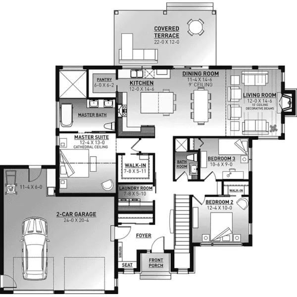 Mountain House Plan First Floor - Kimpton Modern Home 032D-1110 - Search House Plans and More