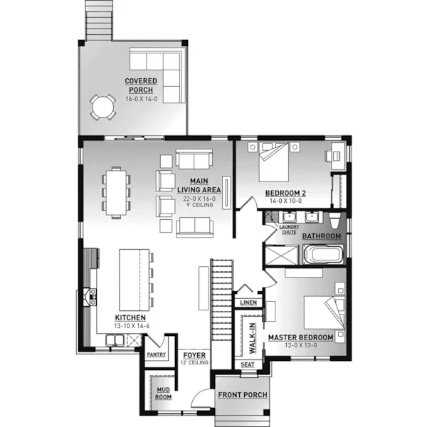 Rustic House Plan First Floor - Silverado Rustic Modern Home 032D-1111 - Shop House Plans and More