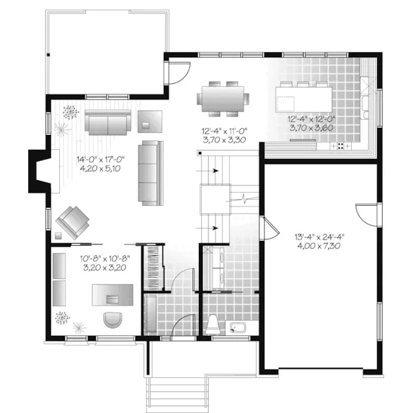 Rustic House Plan First Floor - 032D-1115 - Shop House Plans and More