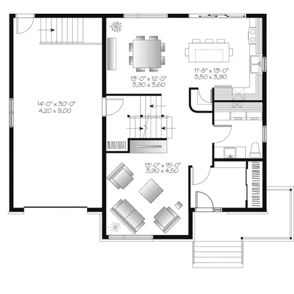 Modern House Plan First Floor - Walterman Modern Home 032D-1116 - Shop House Plans and More