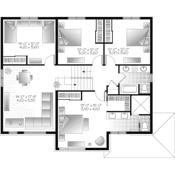 Modern House Plan Second Floor - Walterman Modern Home 032D-1116 - Shop House Plans and More