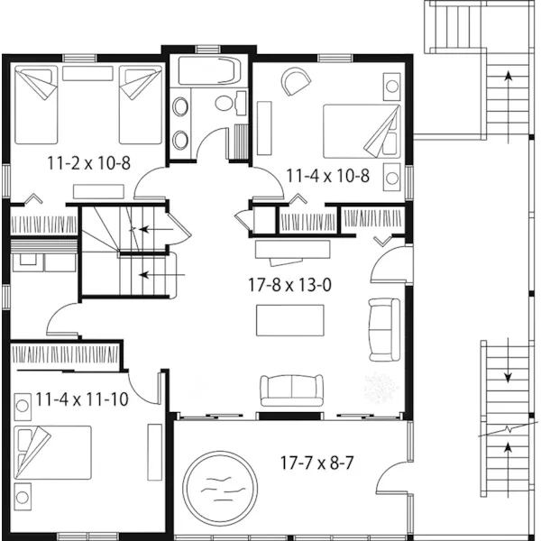 Cabin & Cottage House Plan First Floor - Casey Point Vacation Home 032D-1119 - Shop House Plans and More