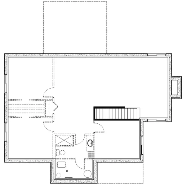 Ranch House Plan Lower Level Floor - Chowder Cove Craftsman Cabin 032D-1120 - Shop House Plans and More