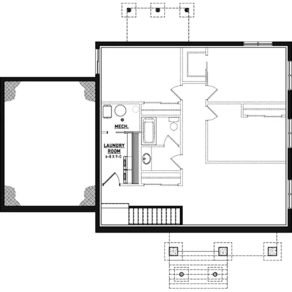 Rustic House Plan Lower Level Floor - Cooper Mill Craftsman Home 032D-1121 - Shop House Plans and More