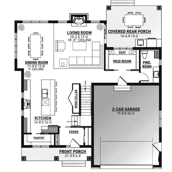 Modern House Plan First Floor - Alicia Hill Modern Farmhouse 032D-1123 - Search House Plans and More