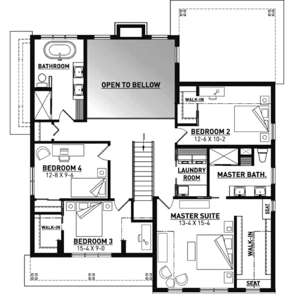 Modern House Plan Second Floor - Alicia Hill Modern Farmhouse 032D-1123 - Search House Plans and More