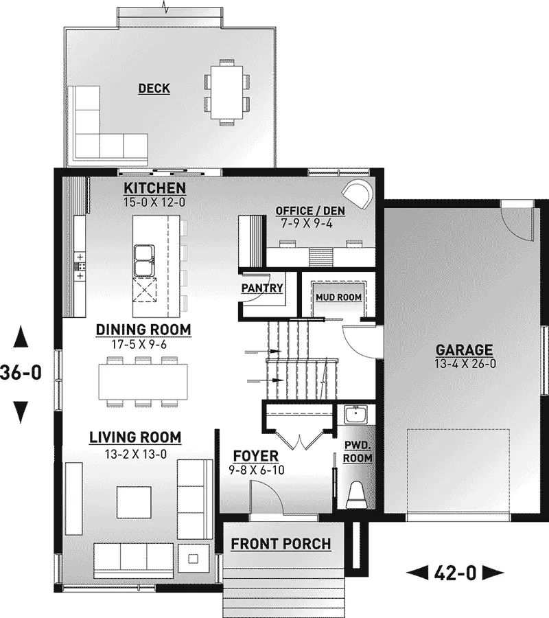 Modern House Plan First Floor - Hendry Modern Home 032D-1125 - Shop House Plans and More
