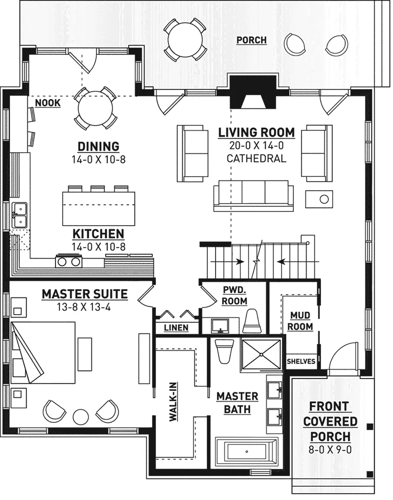 Modern House Plan First Floor - 032D-1144 - Shop House Plans and More