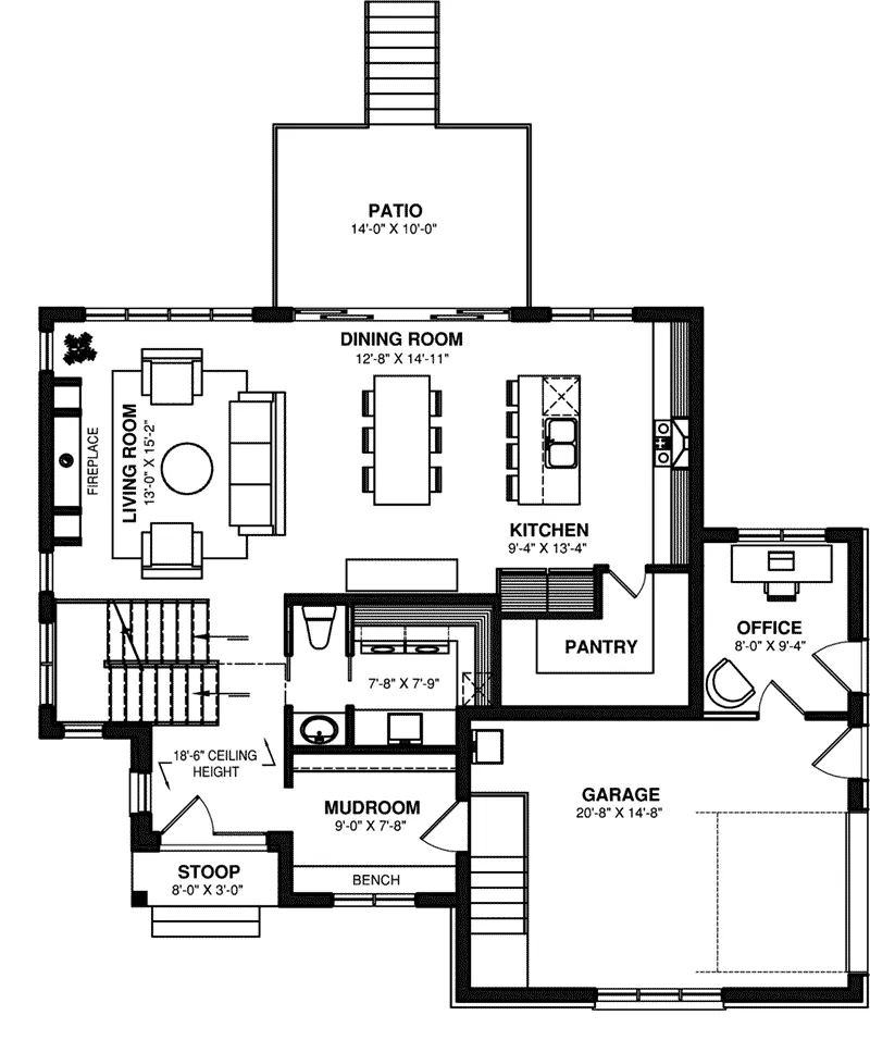 European House Plan First Floor - Kellan Modern Farmhouse 032D-1151 - Search House Plans and More