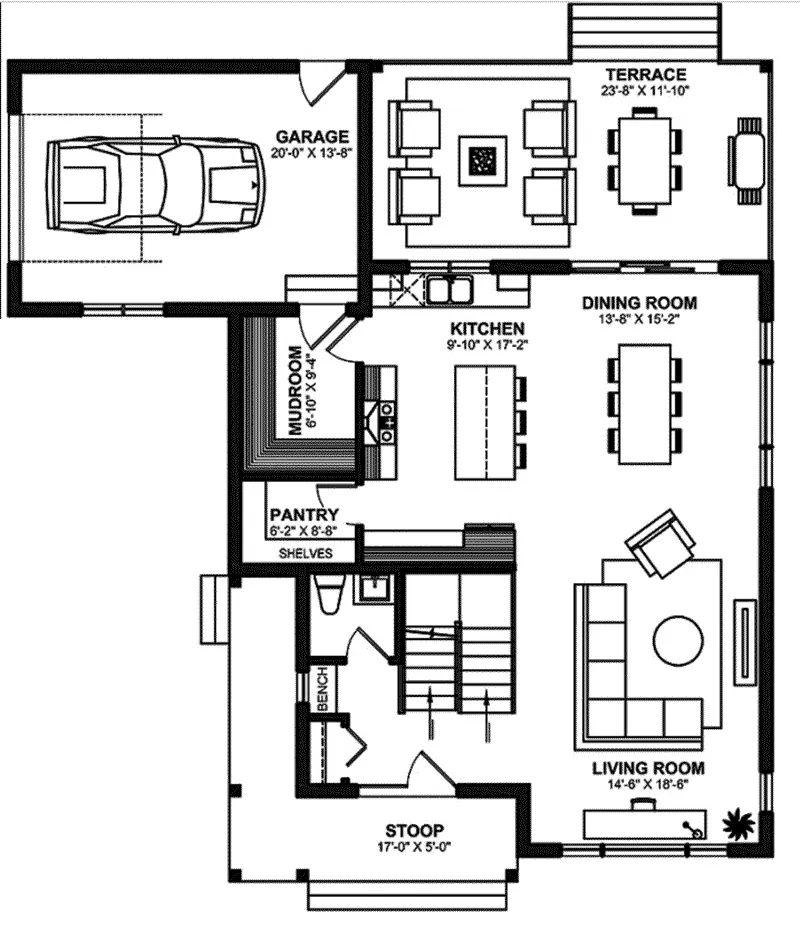 Modern Farmhouse Plan First Floor - 032D-1167 - Shop House Plans and More