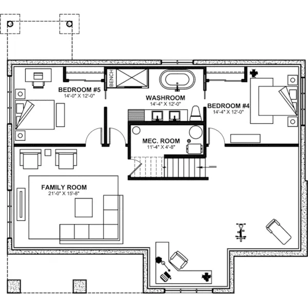 European House Plan Basement Floor - 032D-1171 - Shop House Plans and More