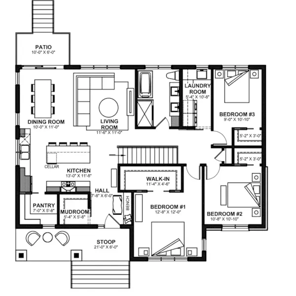 European House Plan First Floor - 032D-1171 - Shop House Plans and More