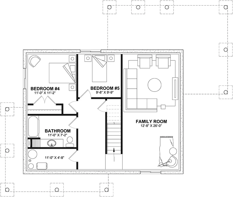Traditional House Plan Basement Floor - 032D-1184 - Shop House Plans and More