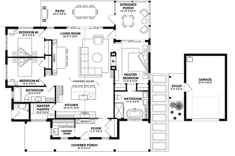 Cabin & Cottage House Plan First Floor - 032D-1192 | House Plans and More