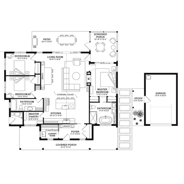 Cabin & Cottage House Plan First Floor - 032D-1192 | House Plans and More