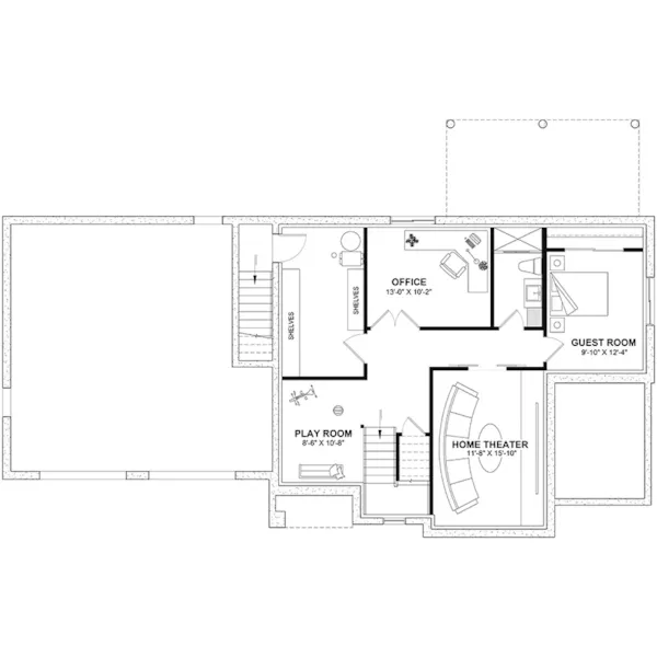 Rustic House Plan Basement Floor - 032D-1200 | House Plans and More