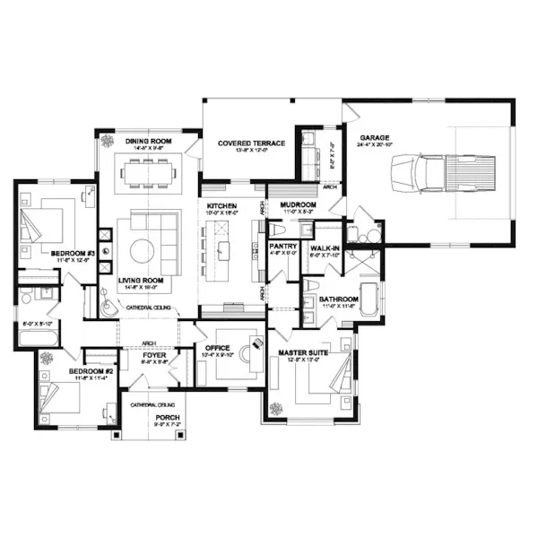 Ranch House Plan First Floor - 032D-1206 | House Plans and More