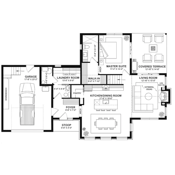 Rustic House Plan First Floor - 032D-1210 | House Plans and More