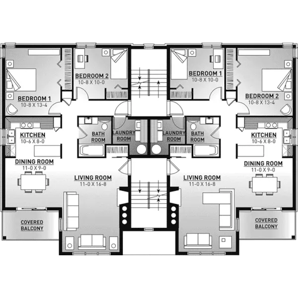 Southern House Plan Third Floor - Santa Domingo Eight-Plex Home 032S-0001 - Shop House Plans and More