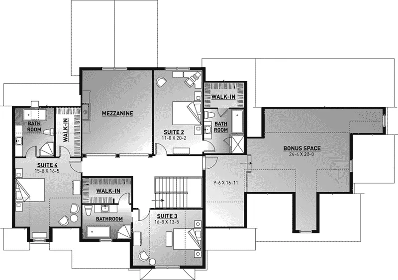 Traditional House Plan Second Floor - Casselman Traditional Home 032S-0004 - Search House Plans and More