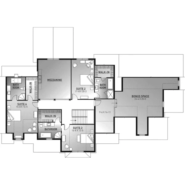 Arts & Crafts House Plan Second Floor - Casselman Traditional Home 032S-0004 - Search House Plans and More