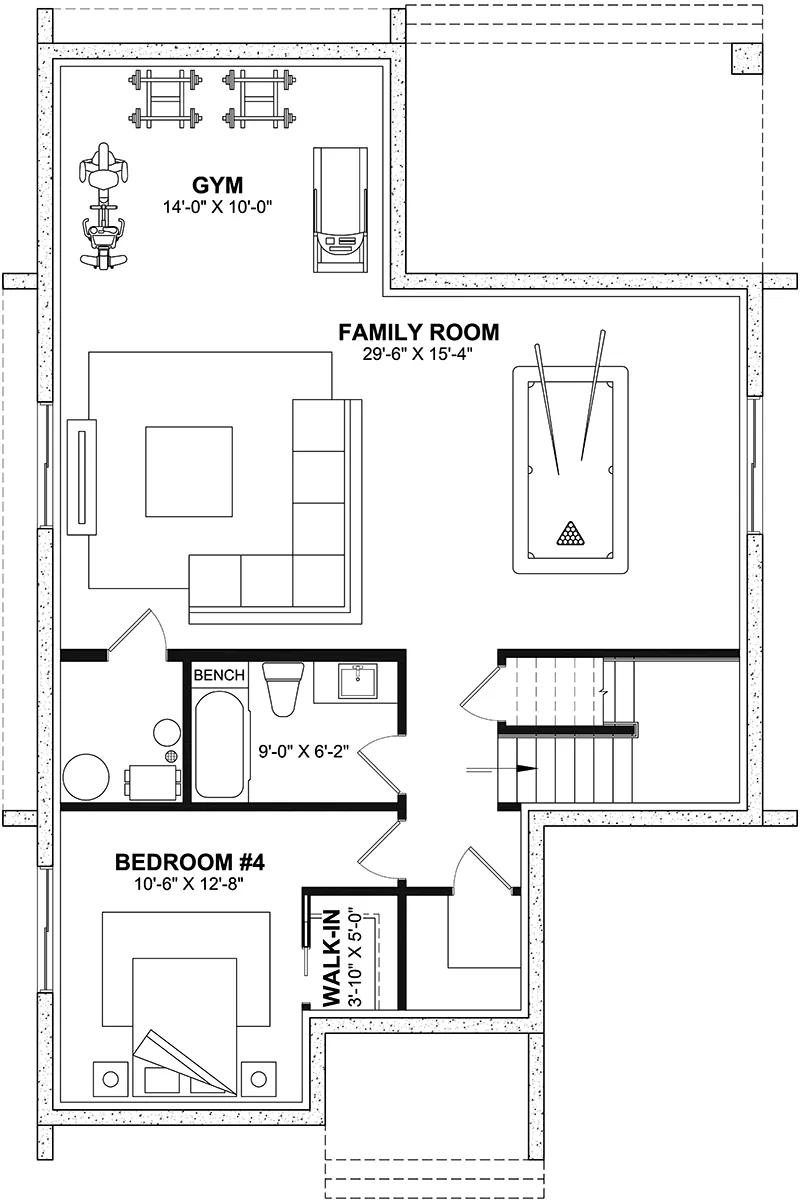 Vacation House Plan Basement Floor - Freya Modern Farmhouse 032S-0005 - Shop House Plans and More
