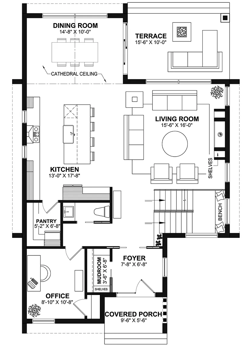 Vacation House Plan First Floor - Freya Modern Farmhouse 032S-0005 - Shop House Plans and More