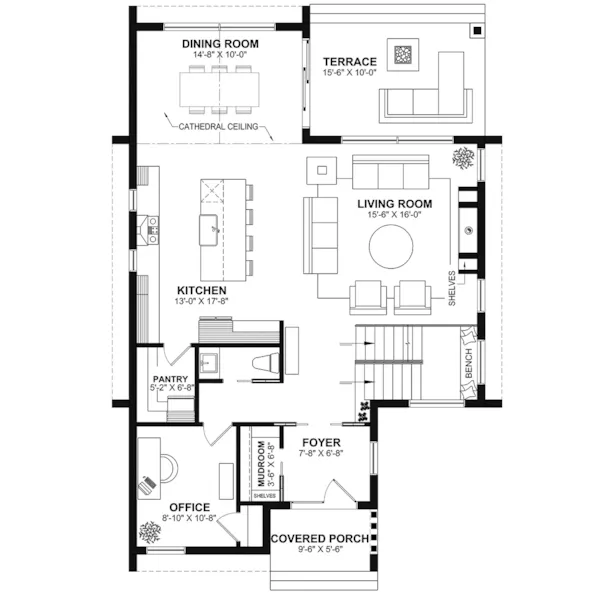 Cabin & Cottage House Plan First Floor - Freya Modern Farmhouse 032S-0005 - Shop House Plans and More