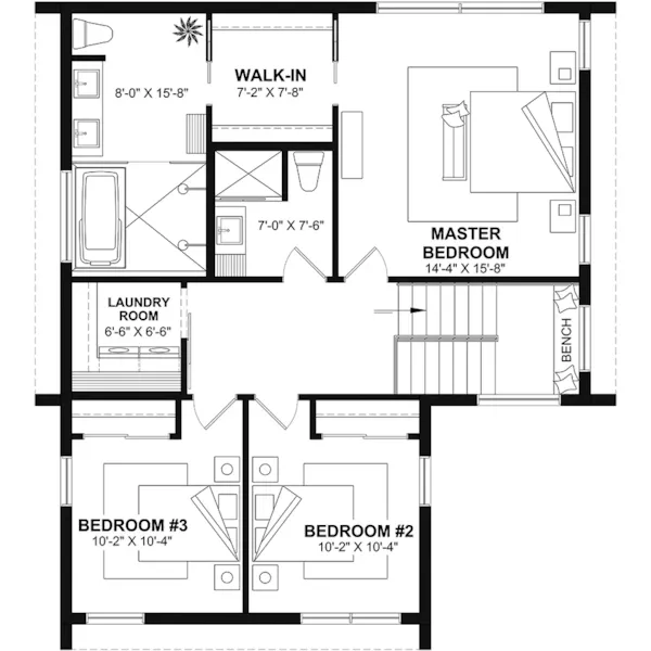 Cabin & Cottage House Plan Second Floor - Freya Modern Farmhouse 032S-0005 - Shop House Plans and More