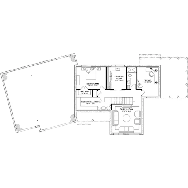 European House Plan Basement Floor - Riverwalk Modern Farmhouse 032S-0006 - Shop House Plans and More