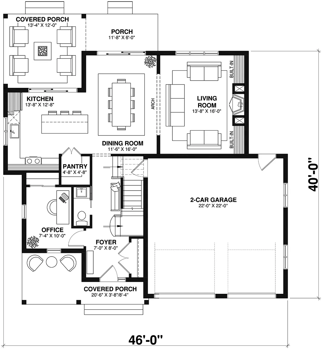 Country House Plan First Floor - 032S-0007 | House Plans and More