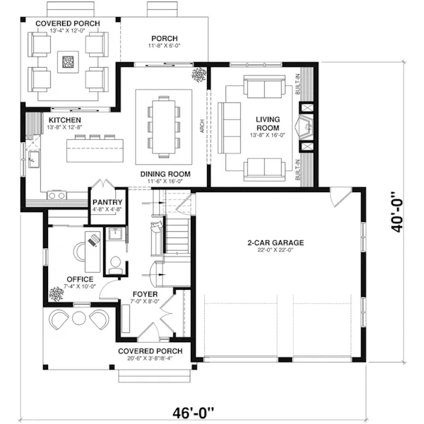 Southern House Plan First Floor - 032S-0007 | House Plans and More