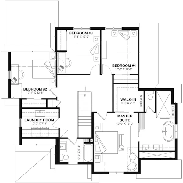 Southern House Plan Second Floor - 032S-0007 | House Plans and More