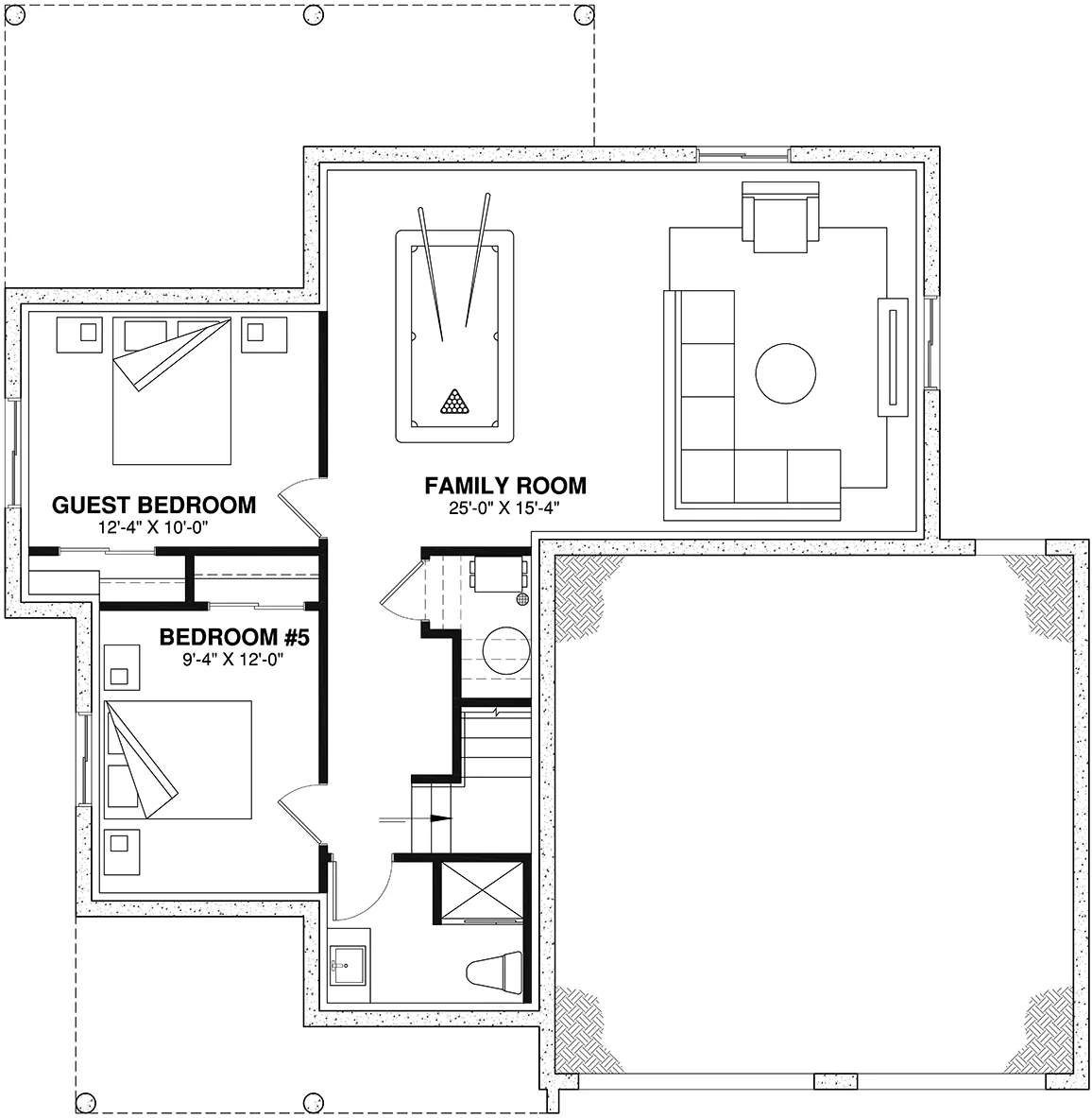 Country House Plan Lower Level Floor - 032S-0007 | House Plans and More