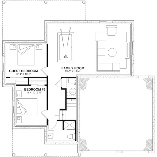 Southern House Plan Lower Level Floor - 032S-0007 | House Plans and More