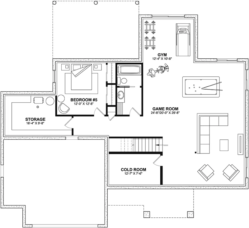 Rustic House Plan Basement Floor - 032S-0008 | House Plans and More