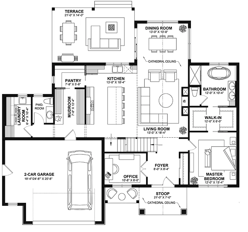 Modern House Plan First Floor - 032S-0008 | House Plans and More