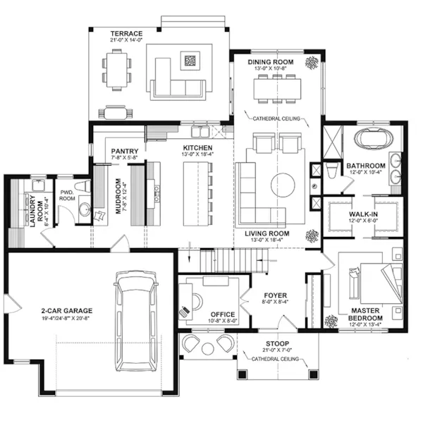 Mountain House Plan First Floor - 032S-0008 | House Plans and More