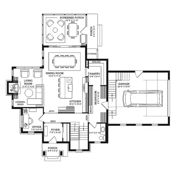 European House Plan First Floor - 032S-0009 | House Plans and More