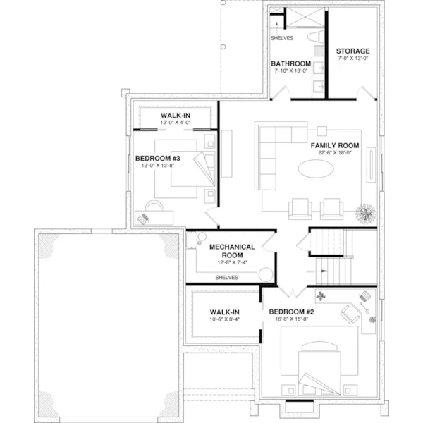 Modern House Plan Lower Level Floor - 032S-0011 | House Plans and More