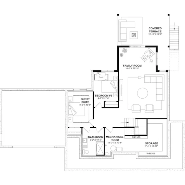 Modern Farmhouse Plan Basement Floor - 032S-0012 | House Plans and More