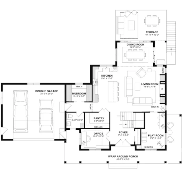 Modern Farmhouse Plan First Floor - 032S-0012 | House Plans and More