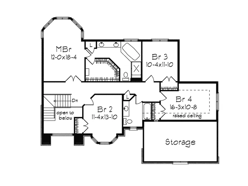 Southern House Plan Second Floor - Ashington Traditional Home 033D-0001 - Search House Plans and More