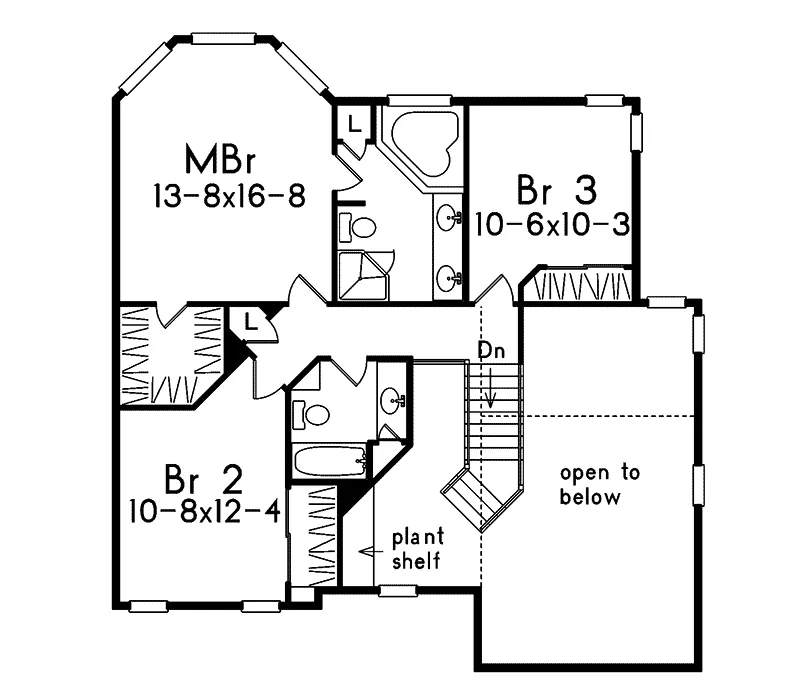 Traditional House Plan Second Floor - Dorchester Traditional Home 033D-0005 - Search House Plans and More