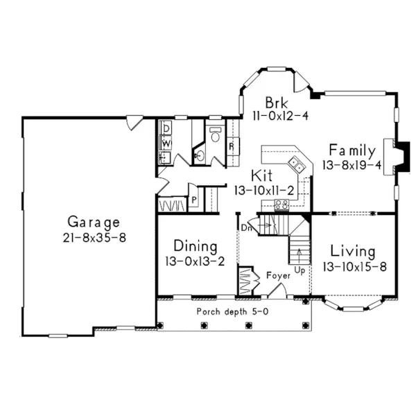 Colonial House Plan First Floor - Wildbriar Traditional Home 033D-0006 - Shop House Plans and More