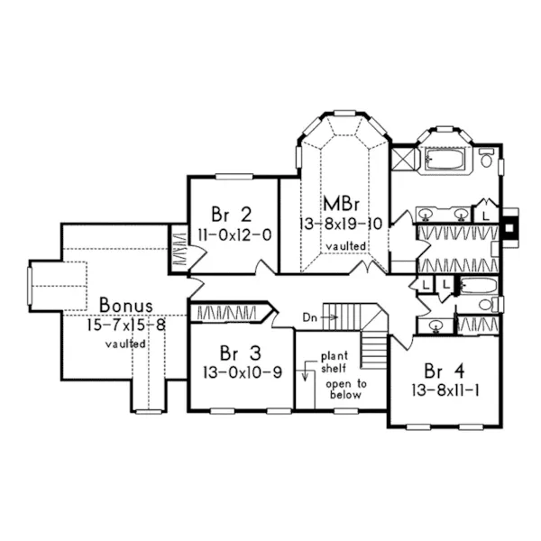 Colonial House Plan Second Floor - Wildbriar Traditional Home 033D-0006 - Shop House Plans and More