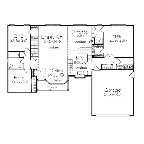 Traditional House Plan First Floor - Oakpier Country Home 033D-0012 - Shop House Plans and More